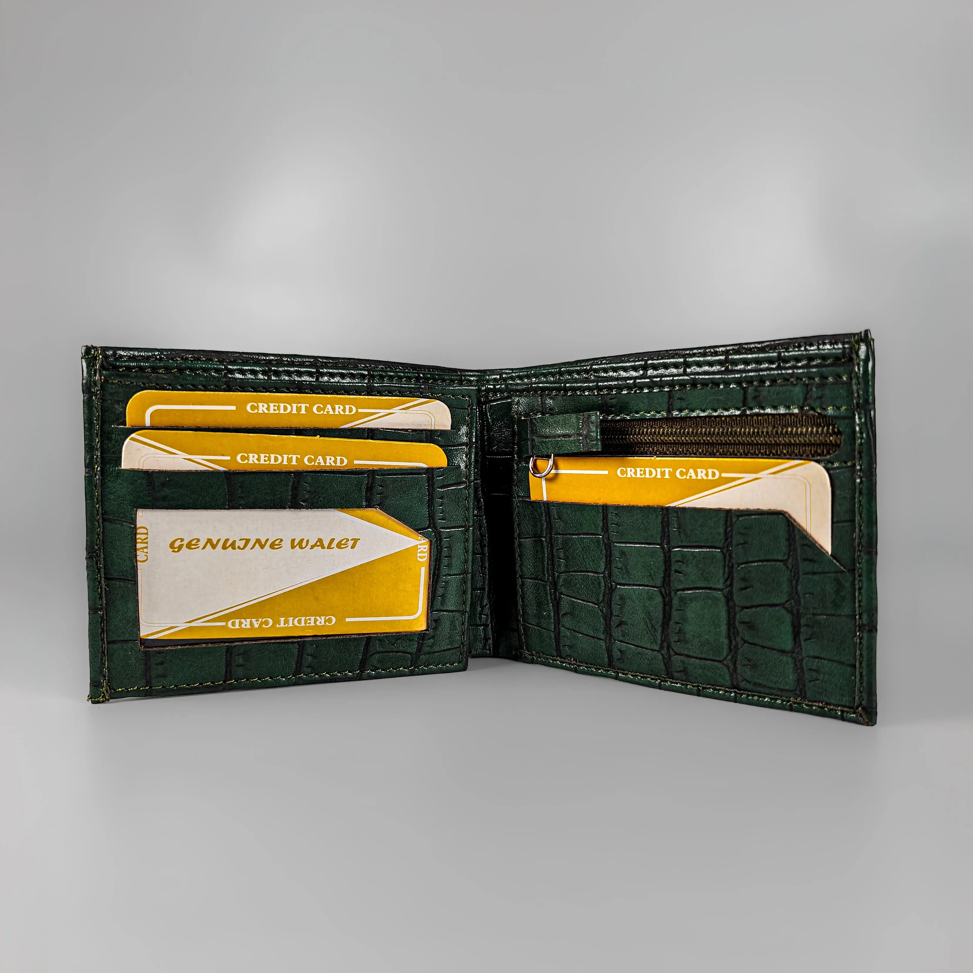 Personalized Croco Men's Green Wallet