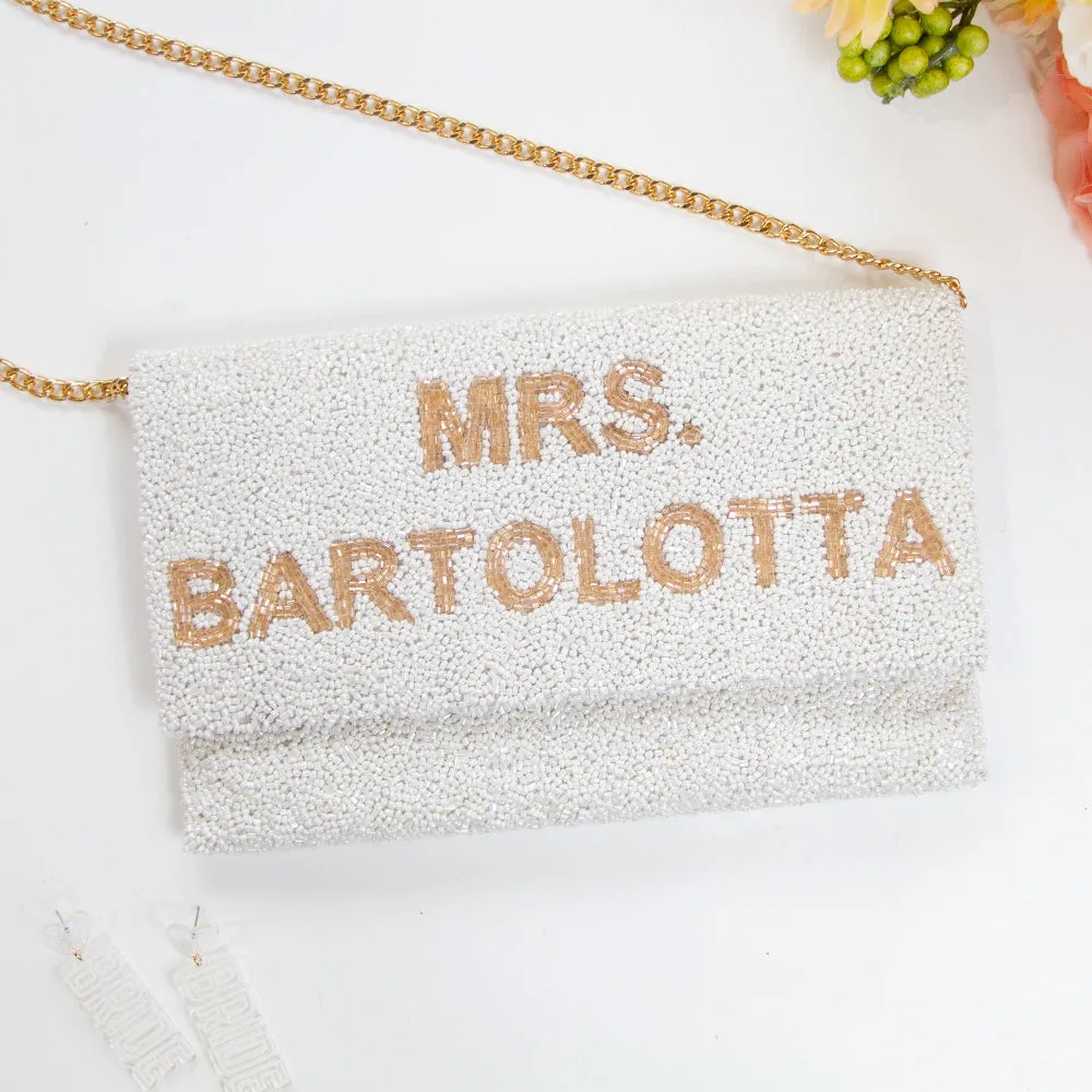 Personalized Seed Bead Clutch Purse for Brides (LHFC)