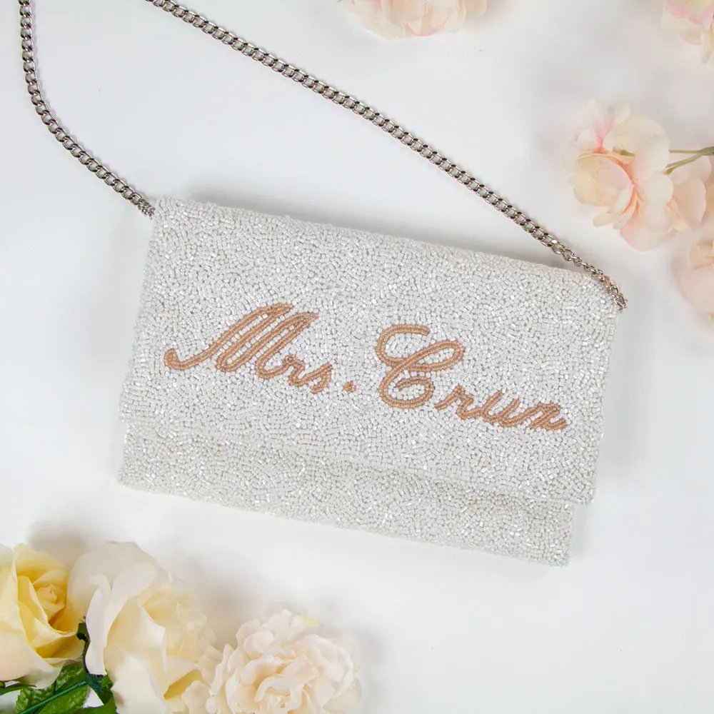 Personalized Seed Bead Clutch Purse for Brides (LHFC)