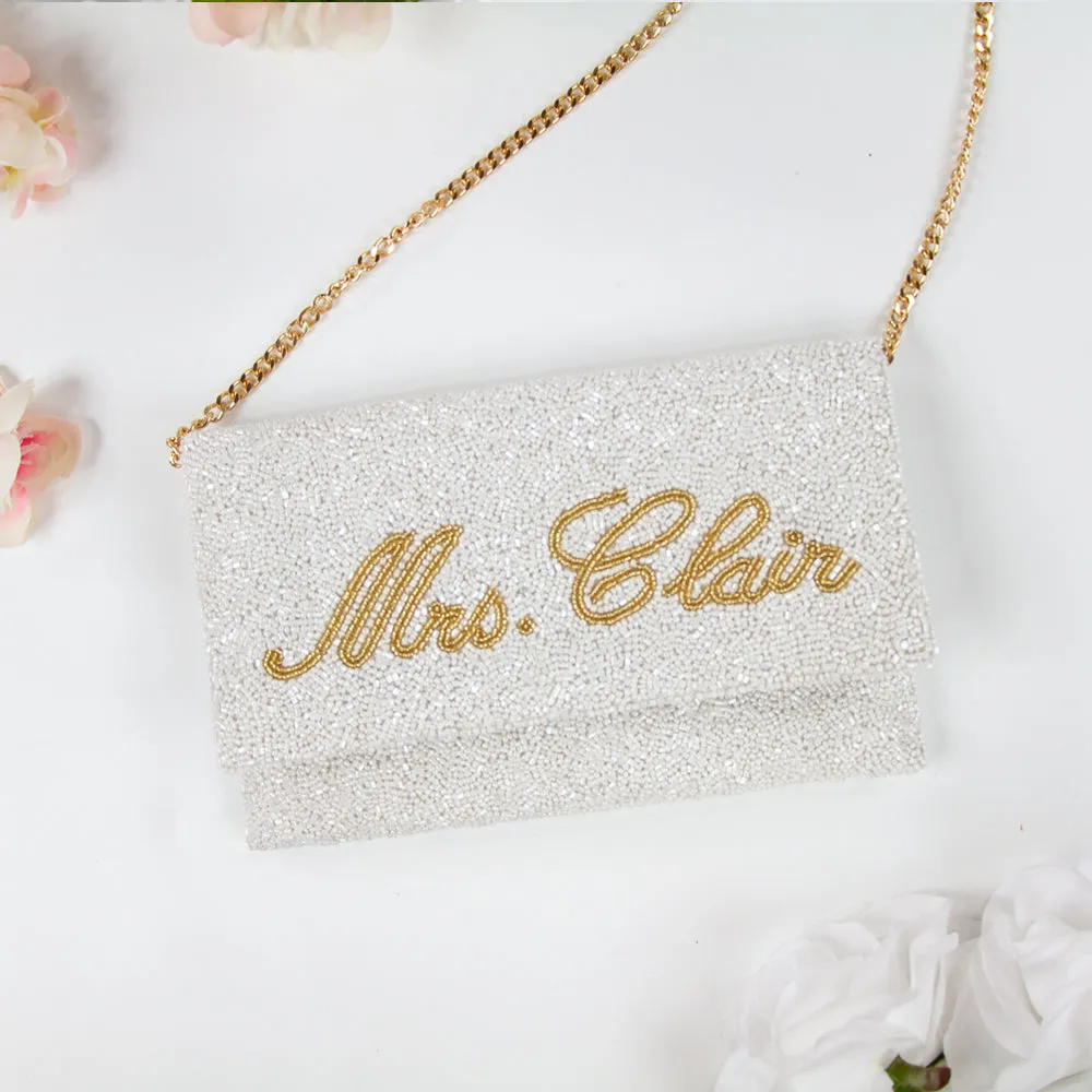 Personalized Seed Bead Clutch Purse for Brides (LHFC)