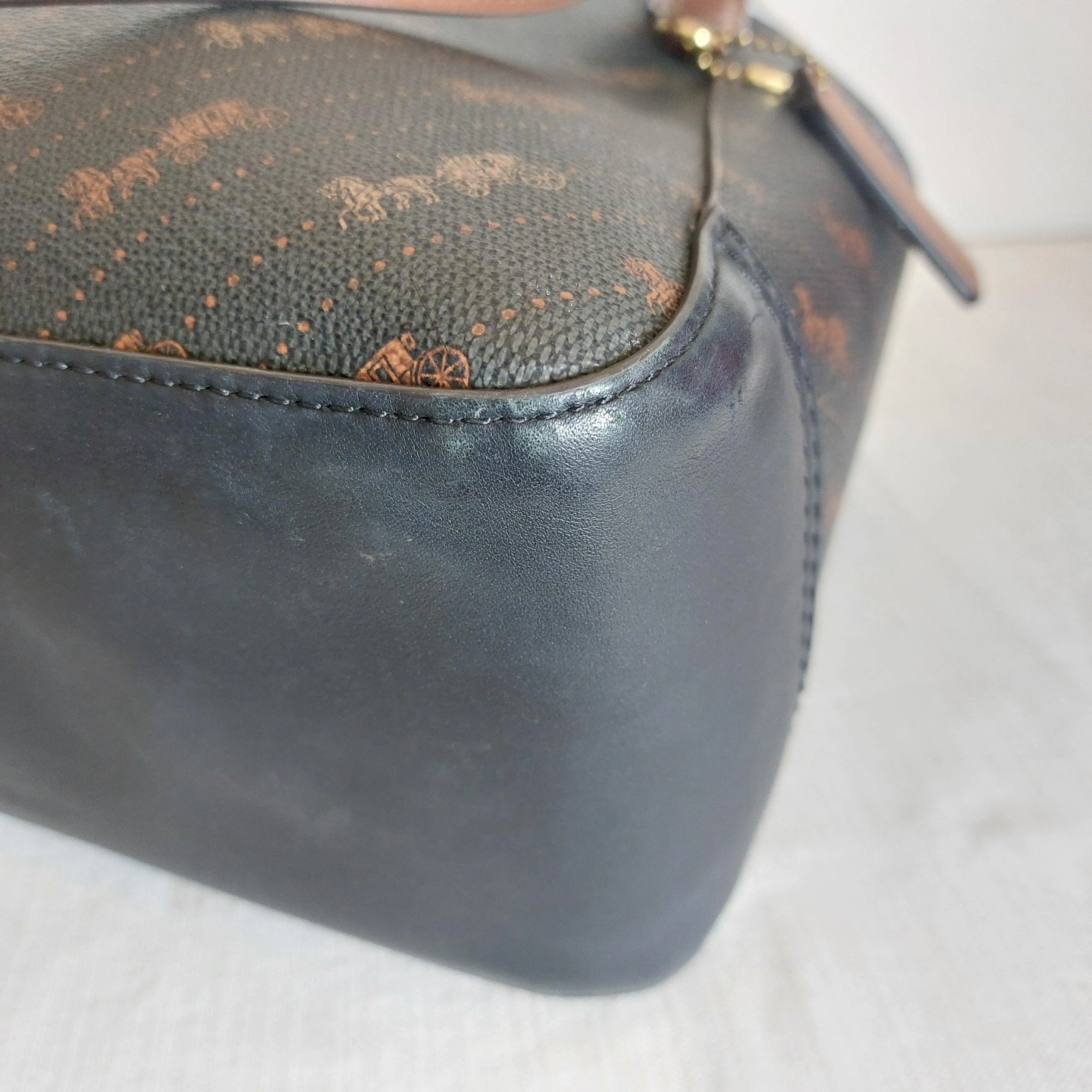 Pre-Loved Treasures - Coach Brown Horse & Carriage Dot Print Tote