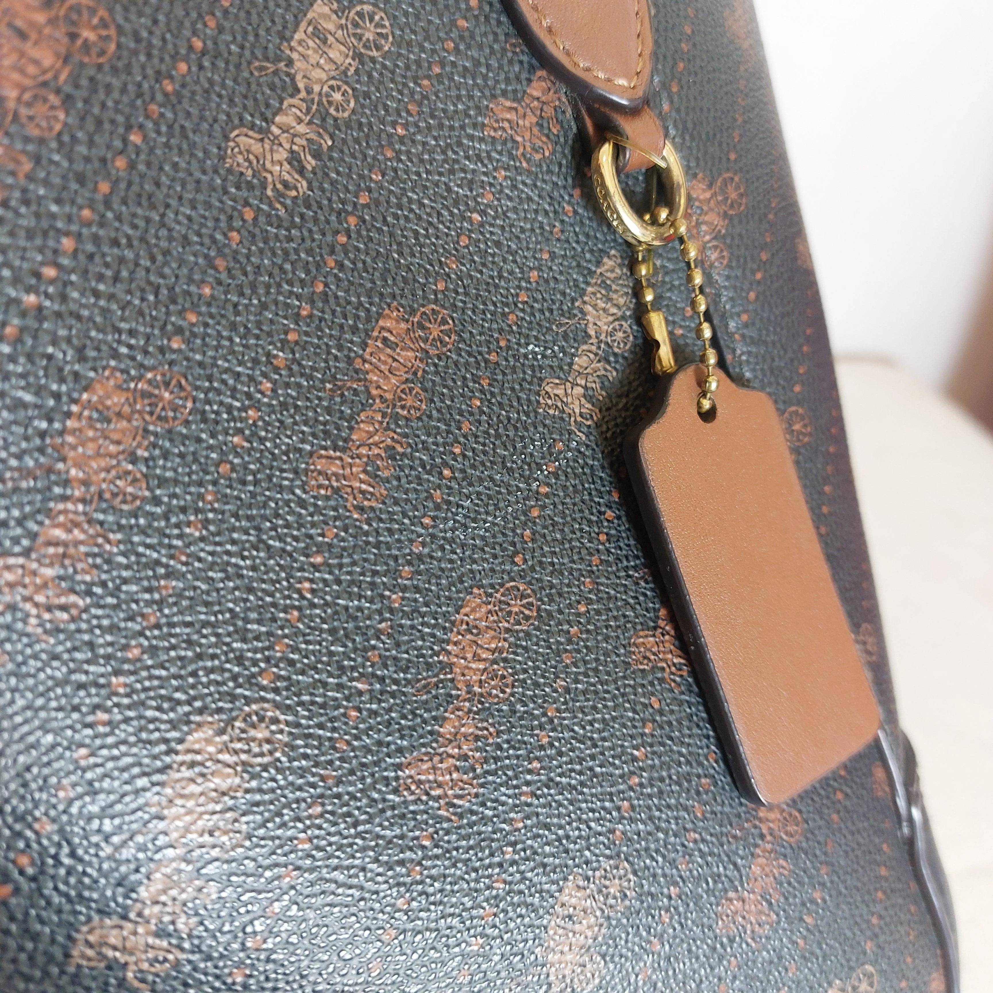 Pre-Loved Treasures - Coach Brown Horse & Carriage Dot Print Tote