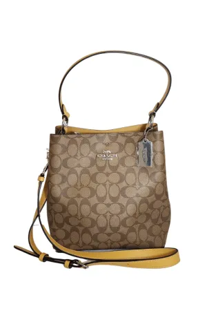 Pre-Loved Treasures - Coach Signature Canvas with Mustard Leather Trim Town Bucket Bag | Brand New