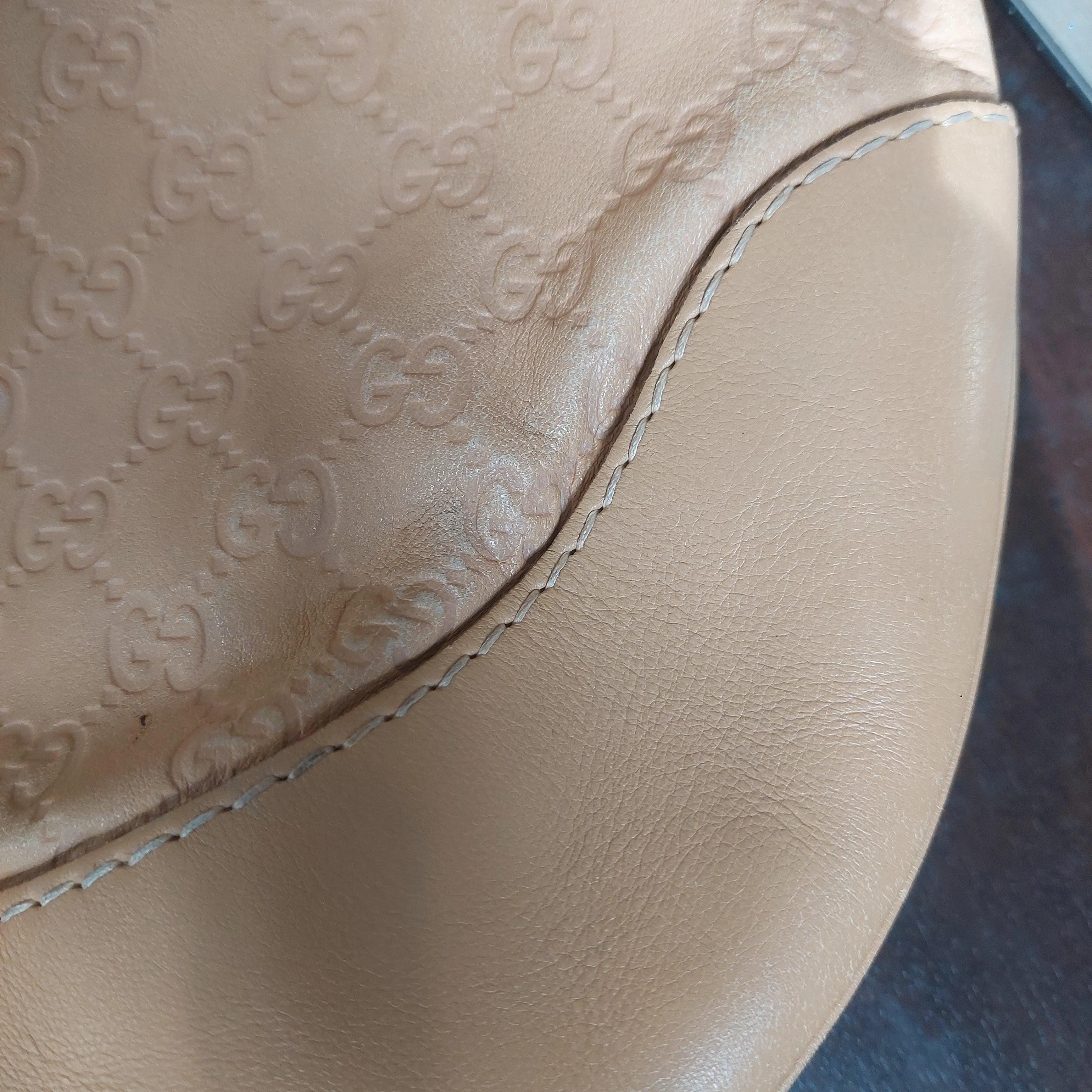 Pre-Loved Treasures - Gucci Camel Leather Babouska Heart Studded Hobo Bag