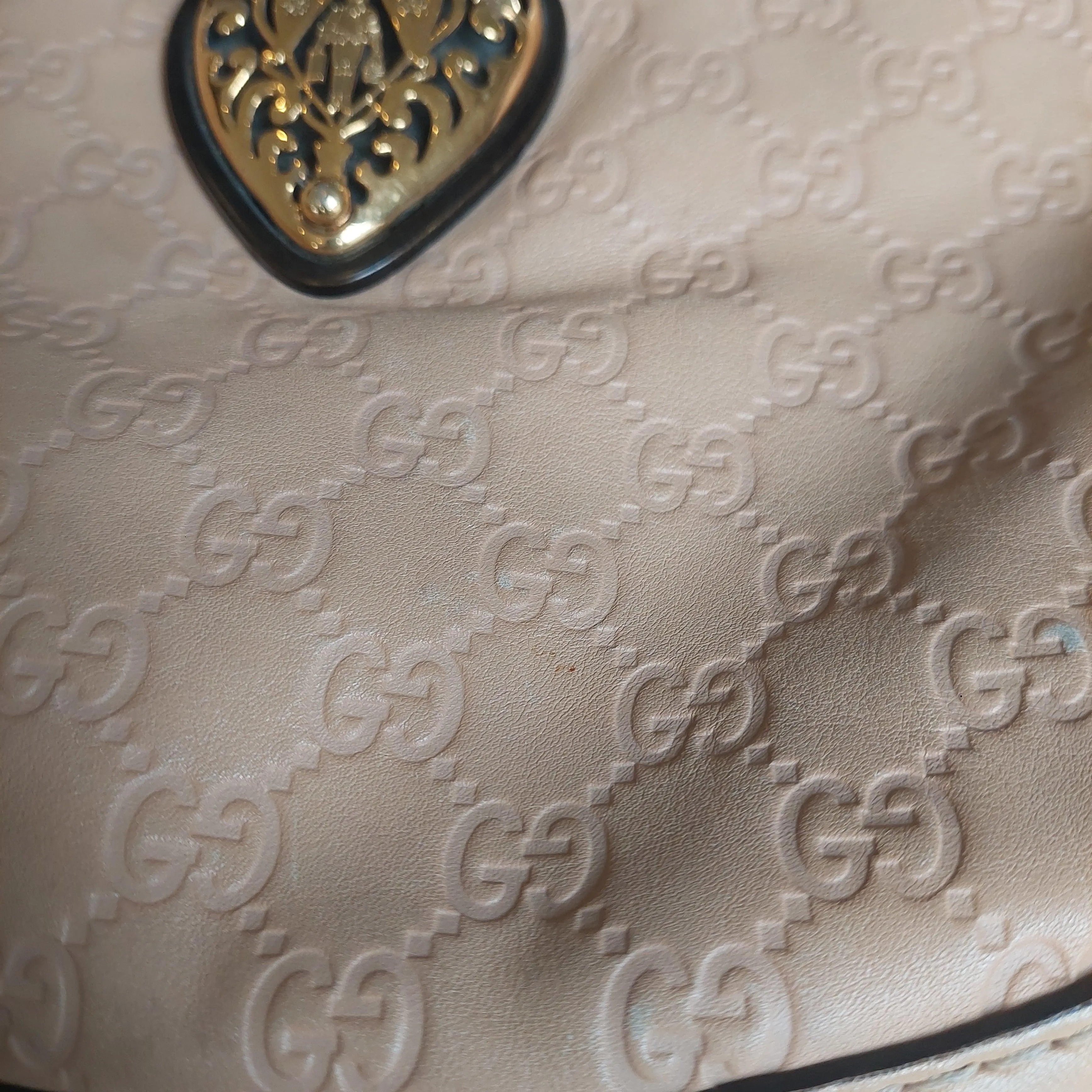 Pre-Loved Treasures - Gucci Camel Leather Babouska Heart Studded Hobo Bag