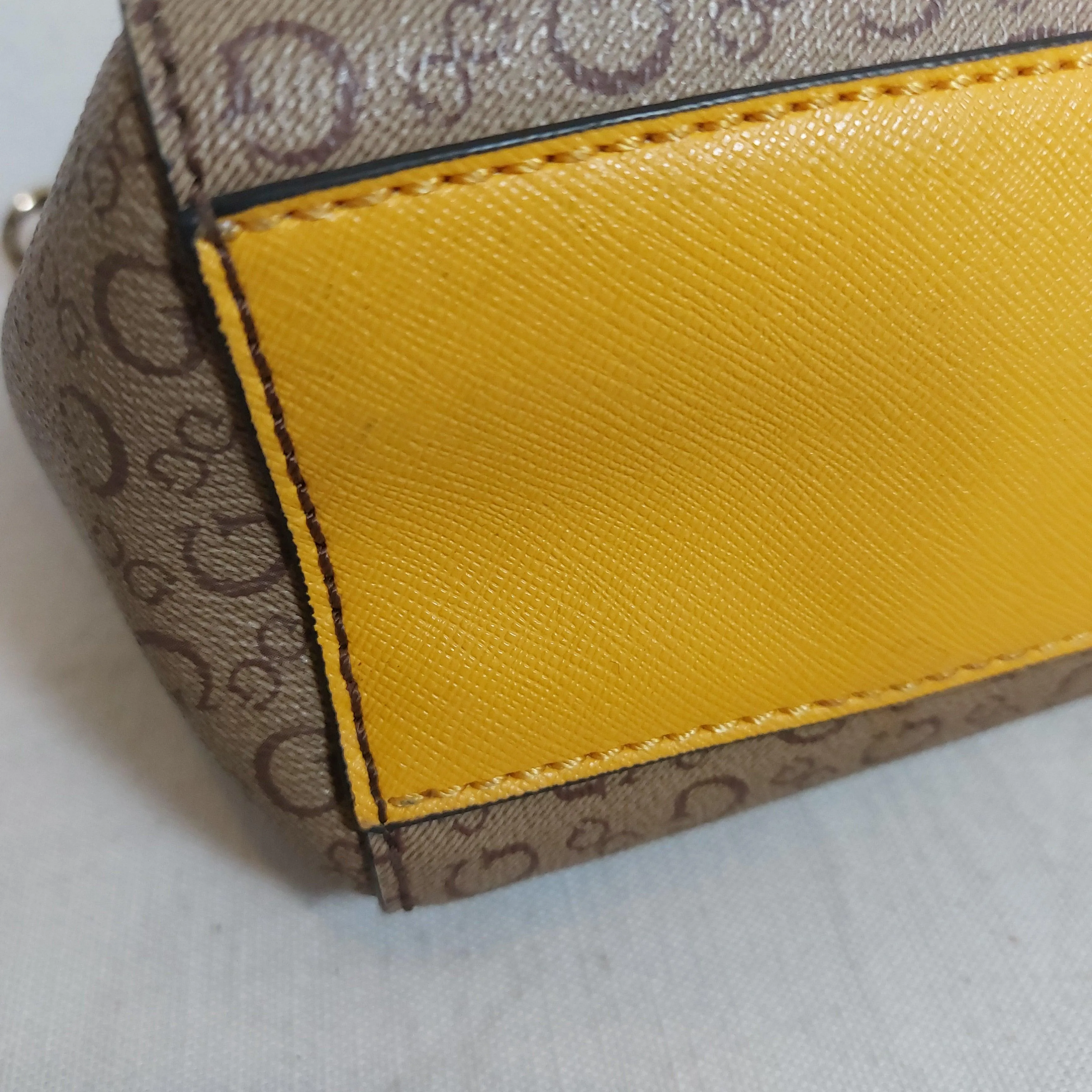 Pre-Loved Treasures - Guess Monogram & Mustard Leatherette Shoulder Bag