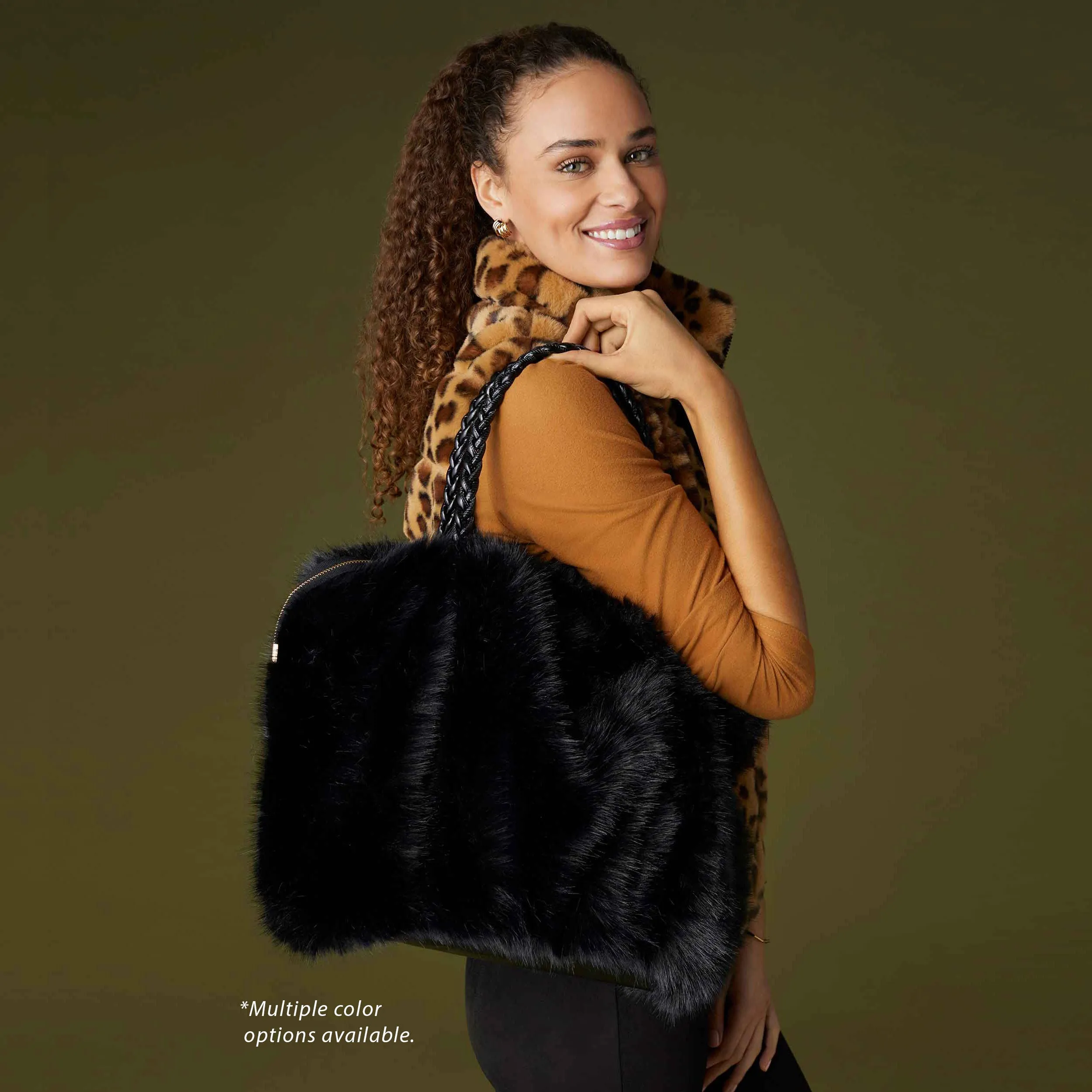 Priscilla Faux Fur Tote - Black