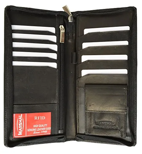 RFID Blocking Travel Wallet & Family Passport Holder Genuine Leather Document Holder & Organizer Protects Your Passports