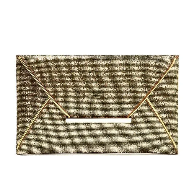 Simple Fashion Women Envelope Clutch Bag Solid Color Leather Glitter Purse Party Delicate Handbag Ladies Wedding Bags WM