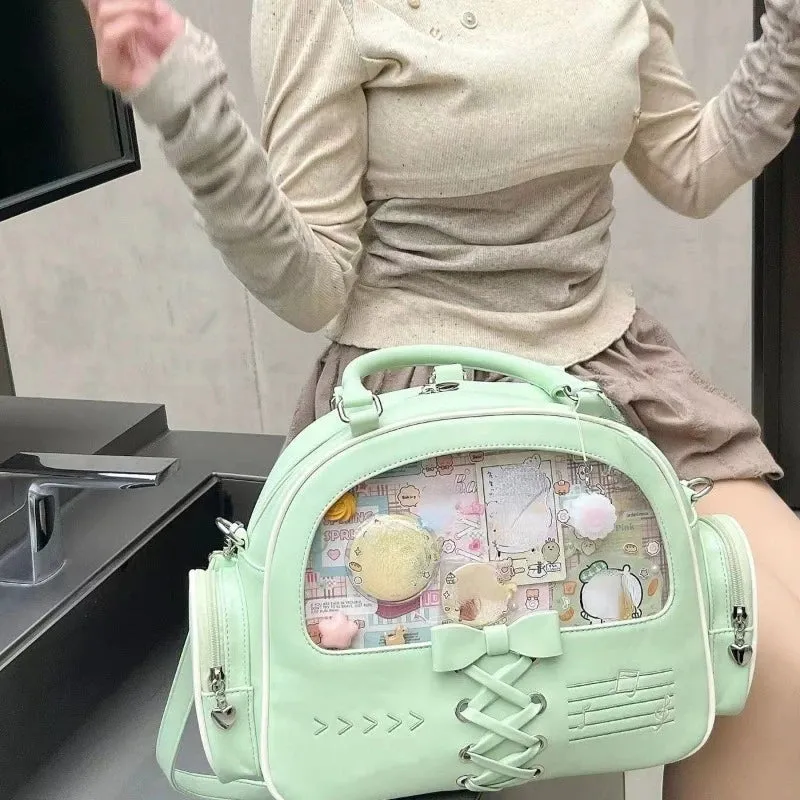 TAVIMART  -  Transparent Kawaii Cute Bow Shoulder Bags Luxury Design Y2k Fashion Ita Bag Casual Sweet Women Ins All Match Purses and Handbags