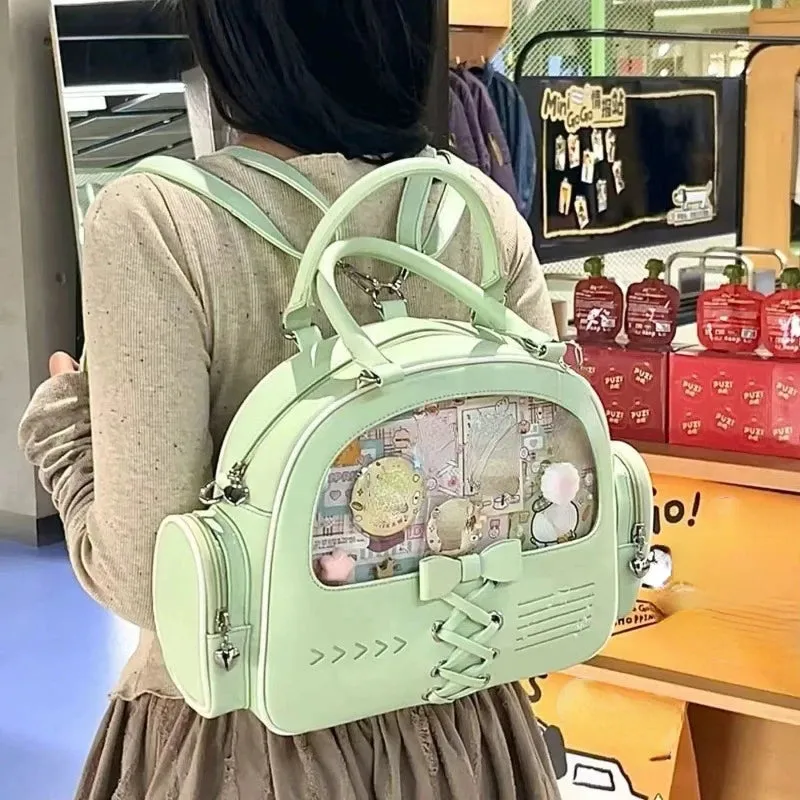 TAVIMART  -  Transparent Kawaii Cute Bow Shoulder Bags Luxury Design Y2k Fashion Ita Bag Casual Sweet Women Ins All Match Purses and Handbags