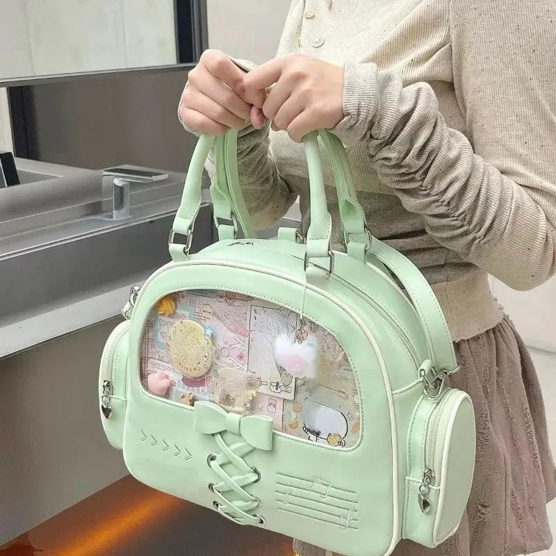 TAVIMART  -  Transparent Kawaii Cute Bow Shoulder Bags Luxury Design Y2k Fashion Ita Bag Casual Sweet Women Ins All Match Purses and Handbags