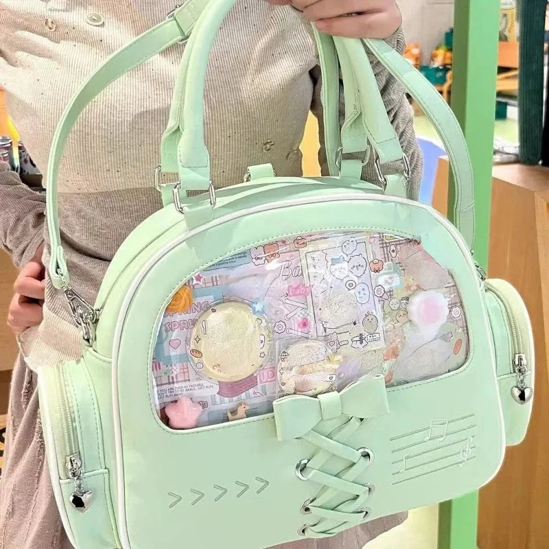 TAVIMART  -  Transparent Kawaii Cute Bow Shoulder Bags Luxury Design Y2k Fashion Ita Bag Casual Sweet Women Ins All Match Purses and Handbags