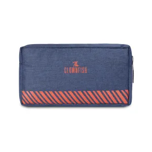 The Clownfish Scholar series Multipurpose Polyester Travel Pouch Pencil Case Toiletry Bag Shaving Kit Bag for Men Make-Up Pouch Cosmetic Case for Women Travel Kit for Men (Blue)