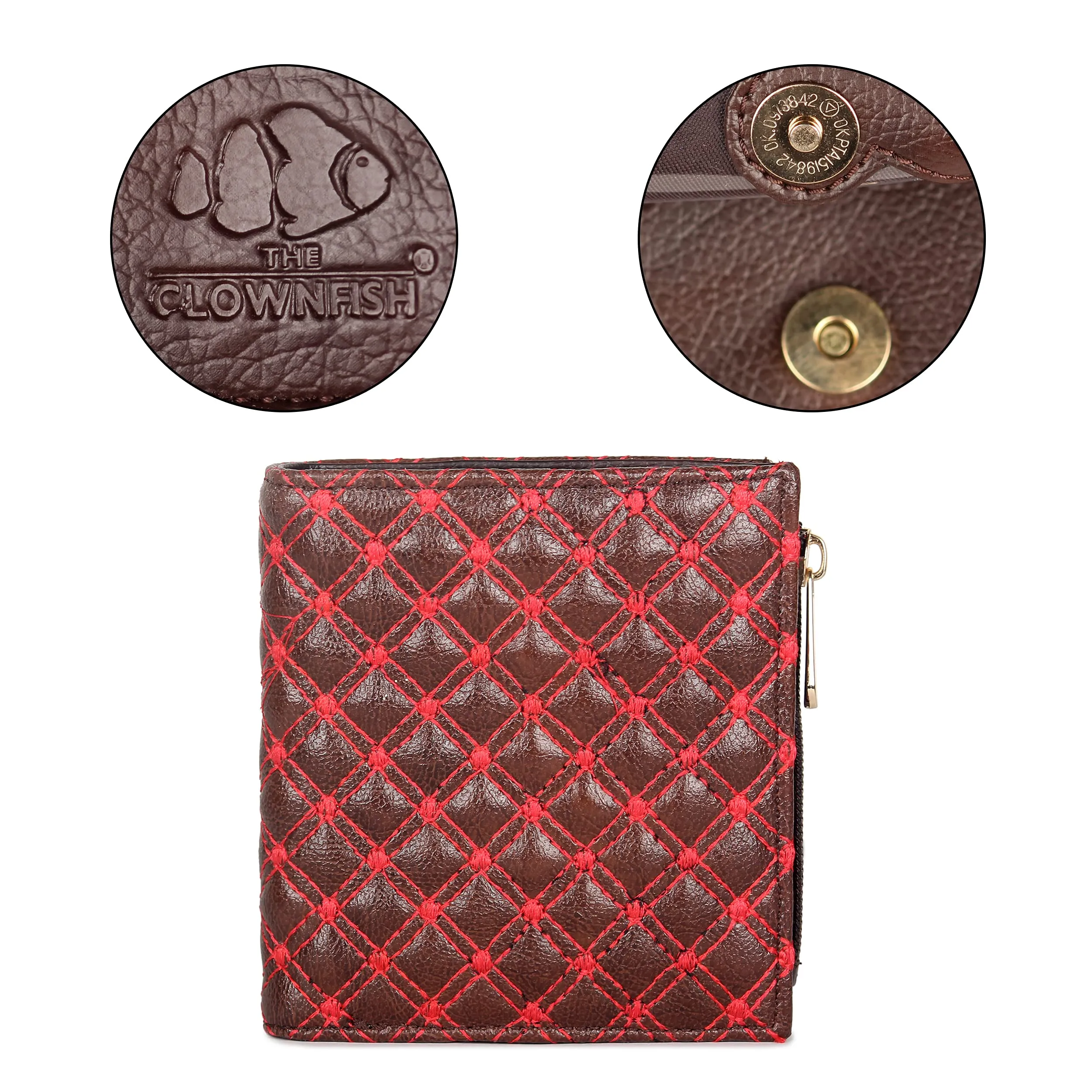 The Clownfish Zoya Collection Womens Wrist Wallet Clutch Purse with Embroidered Design (Red)