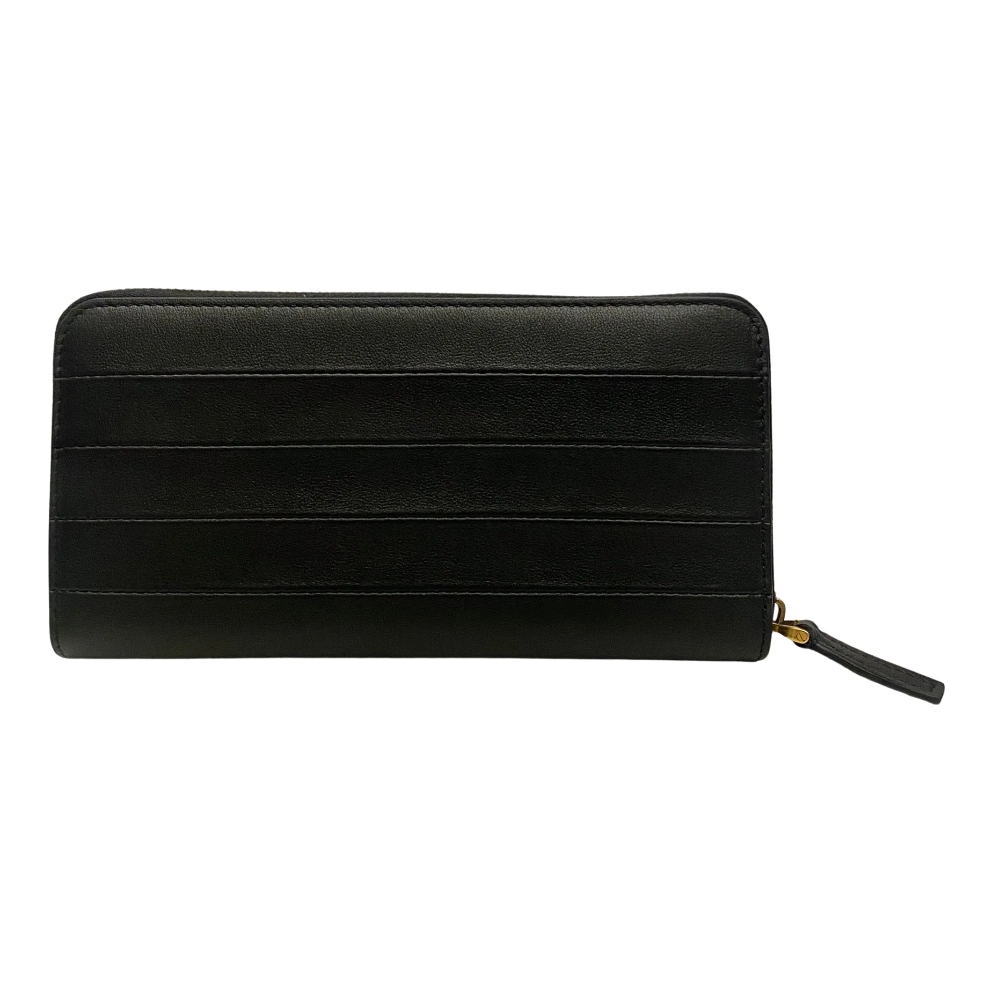 Valentino Garavani Diary Lines Black Grain Leather Zip-Around Long Wallet